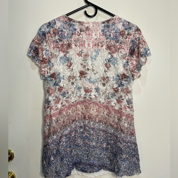 Y2K Style Fairy Floral Lace and Rhinestone Top with Flutter Sleeves Size M - Picture 11 of 13